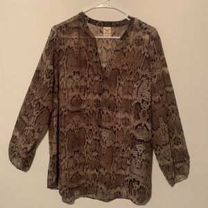 Faded Glory Snake Print Blouse - Brown